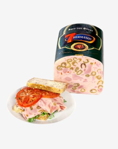 Fiambre de pavo con olivas y pimiento de Distribuciones Lucas Guzmán